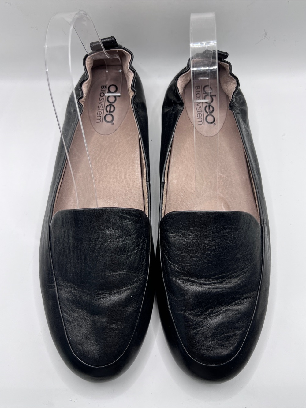 🩰 ABEO Bio System Scrunch Heel Loafers sz 9 M Black Leather; Jean II; Nice!